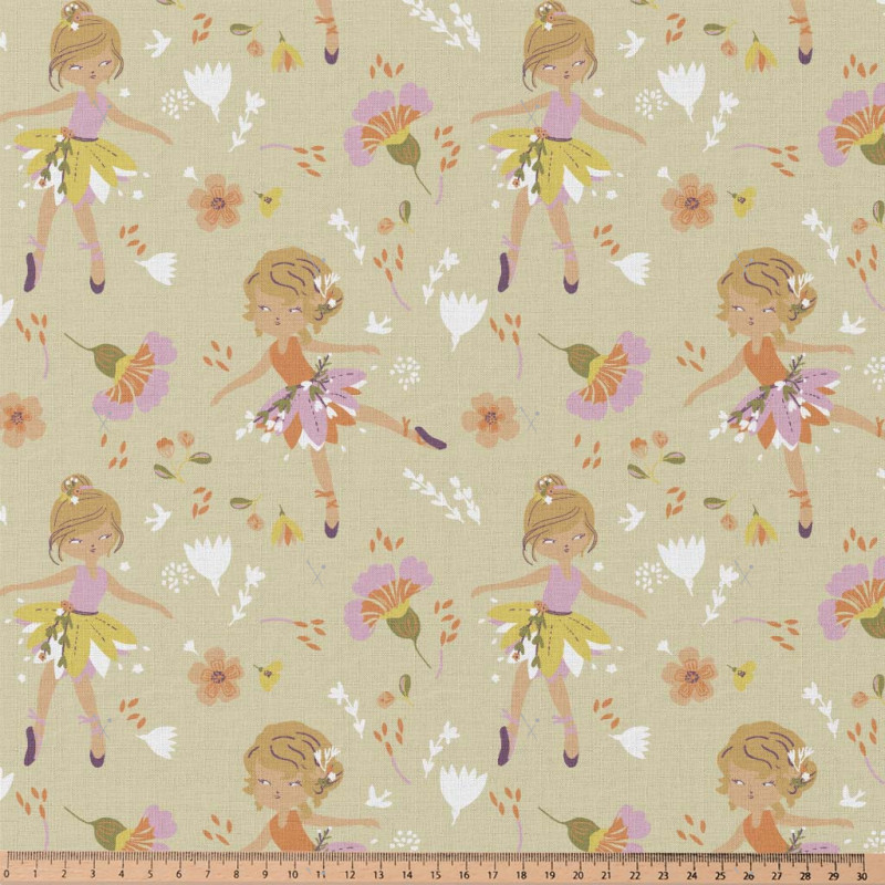 Algodón estampado GISELLE2 Beige / Naranja